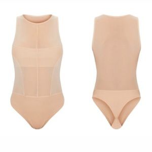 Pretty Little Thing Nude Mesh Thong Bodysuit Size2